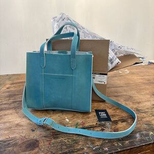 Portland leather goods Lola crossbody purse in happy teal color